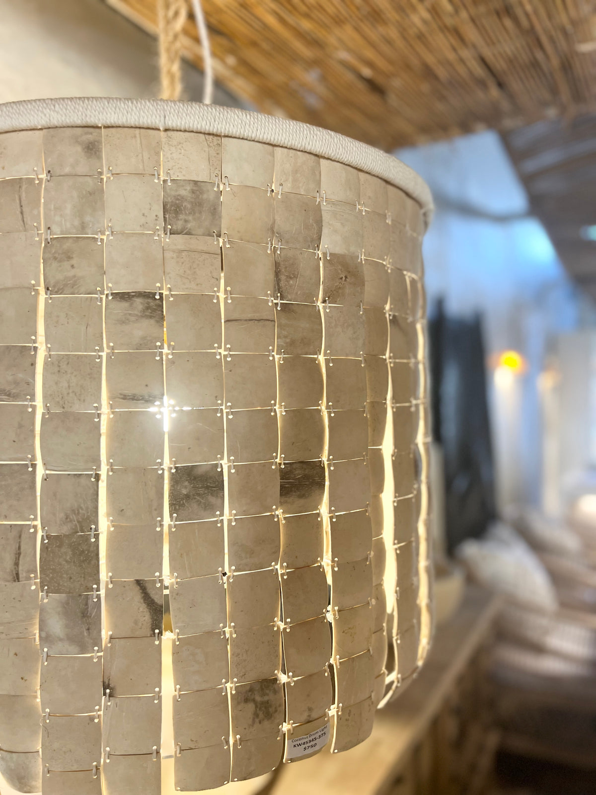 Sereana : Coconut Shell Drum Pendant Light