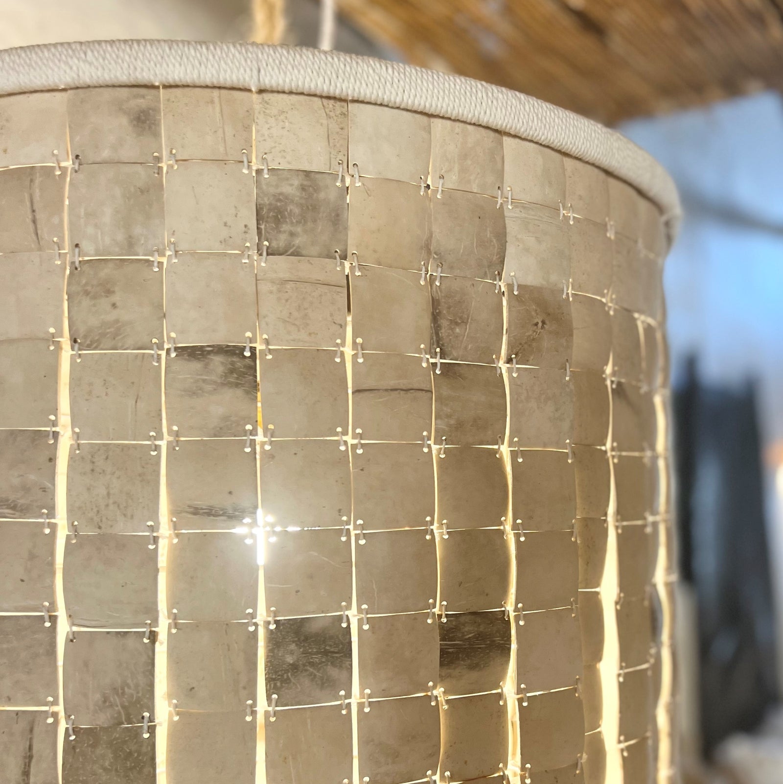 Sereana : Coconut Shell Drum Pendant Light