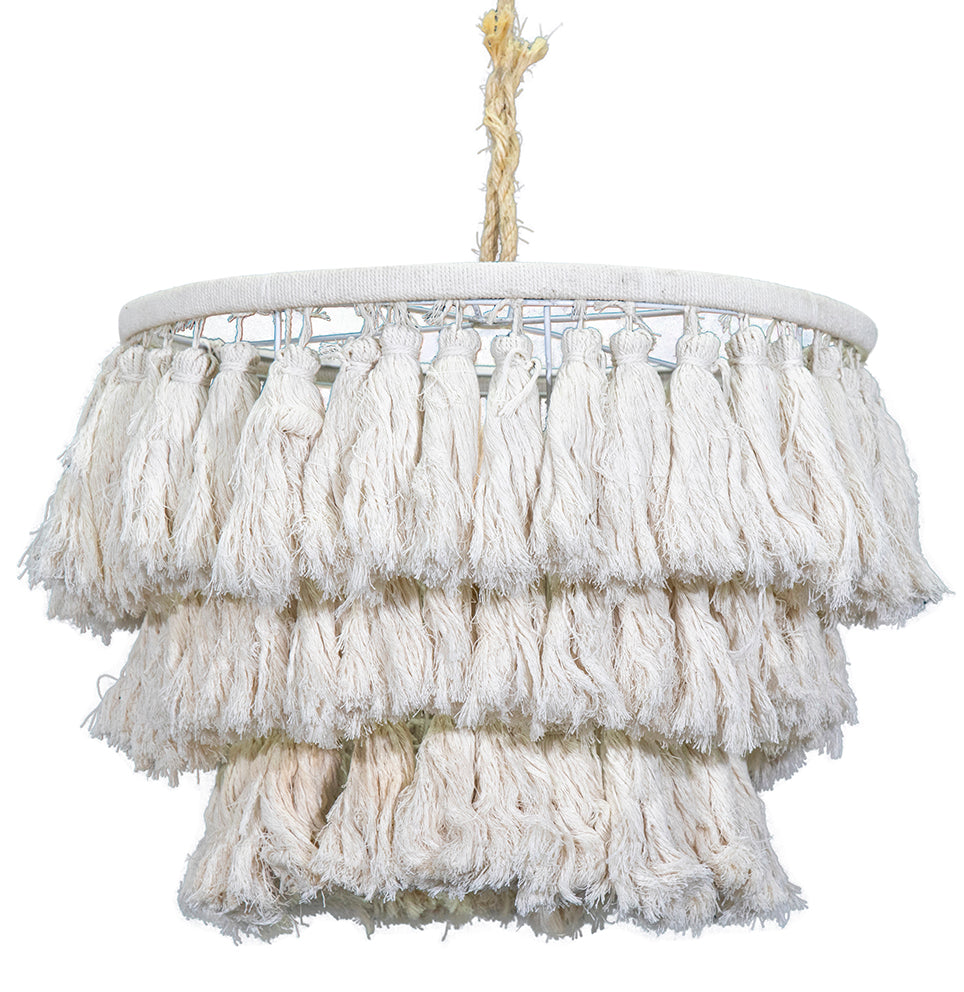 Pendant Light : Cotwm | Tiered Cotton Tassel | Natural White | OUTLET