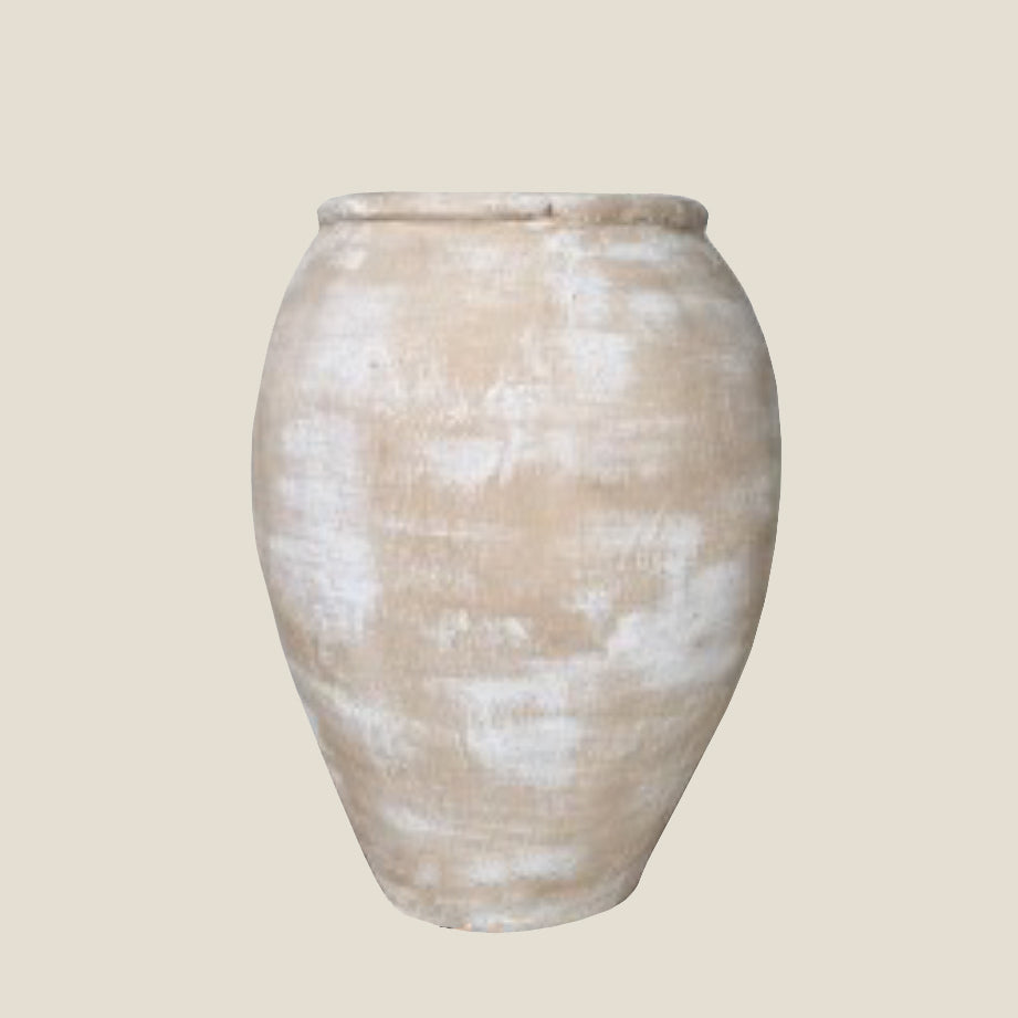 Mali: Tall Whitewashed Terracotta Pot