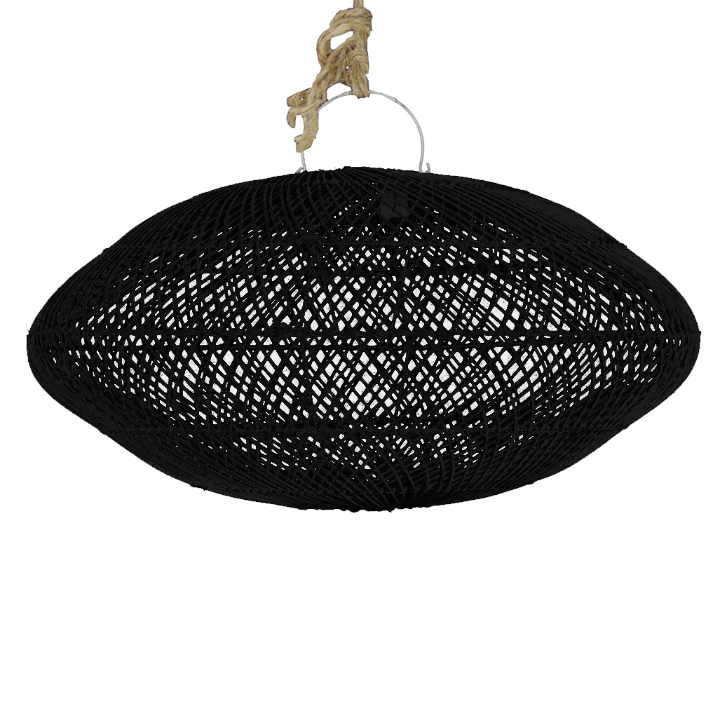 Jayo : Squat Rattan Pendant, Black