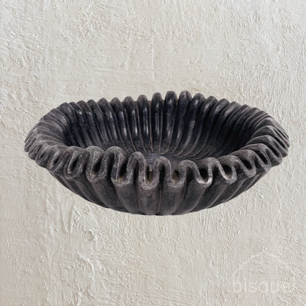 Lehareya : Marble Scalloped Bowl, Black