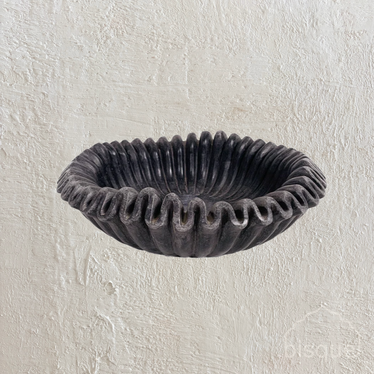 Leharuya : Marble Scalloped Bowl, Black, Small