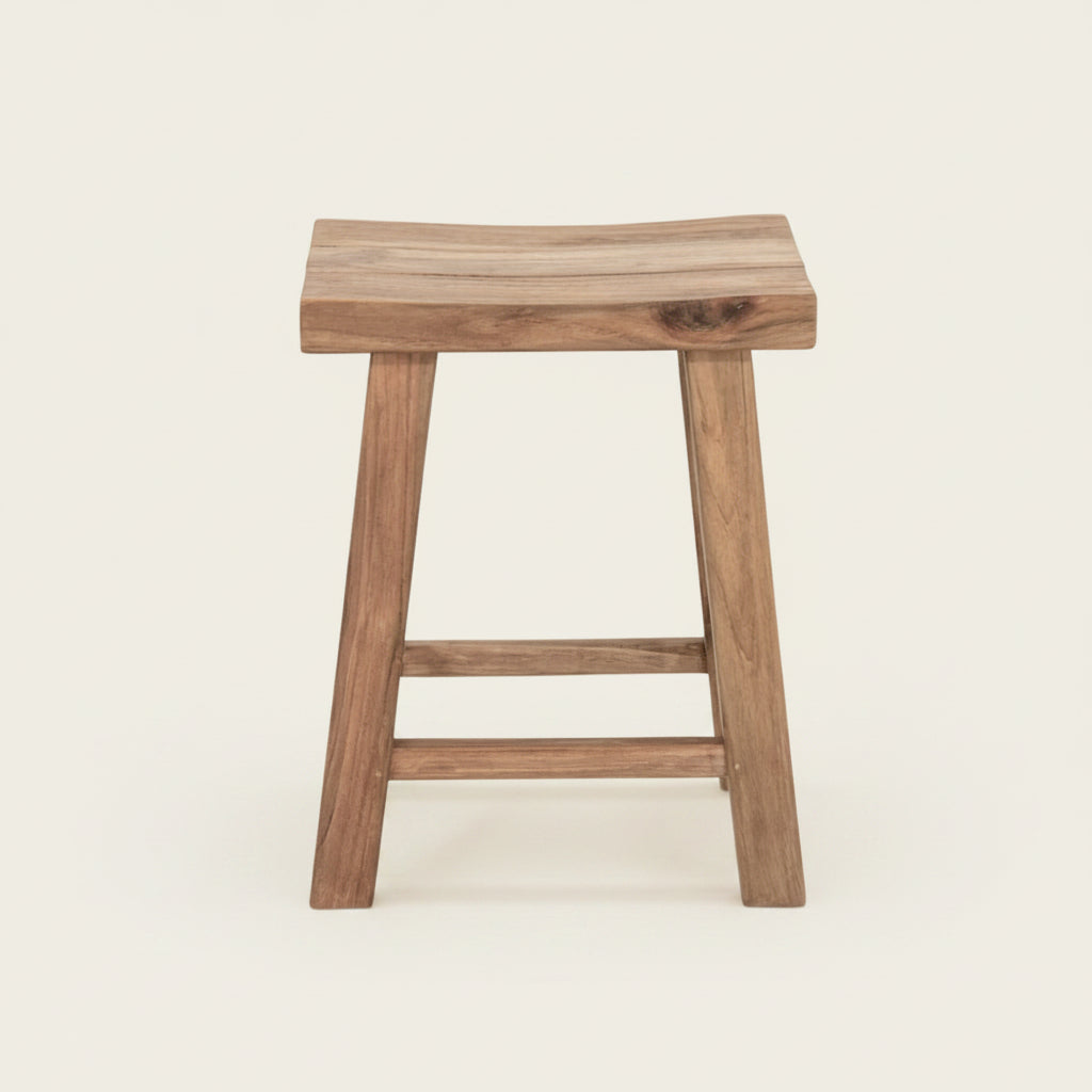 natural recycled pine stool 48cm h Bisque wabi sabi 