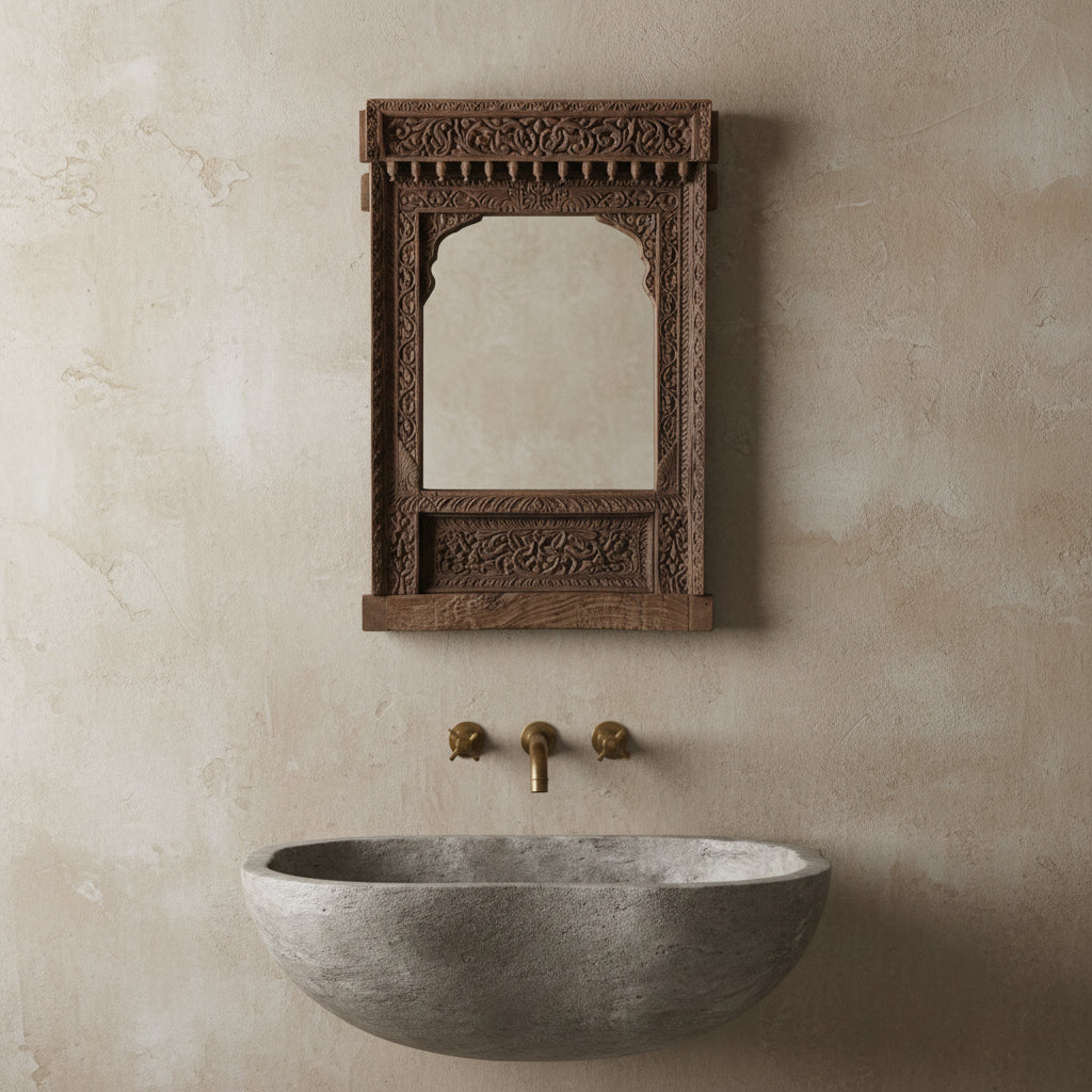 Mirror : Tenzin Teak Indian Arched Mirror, 54cm