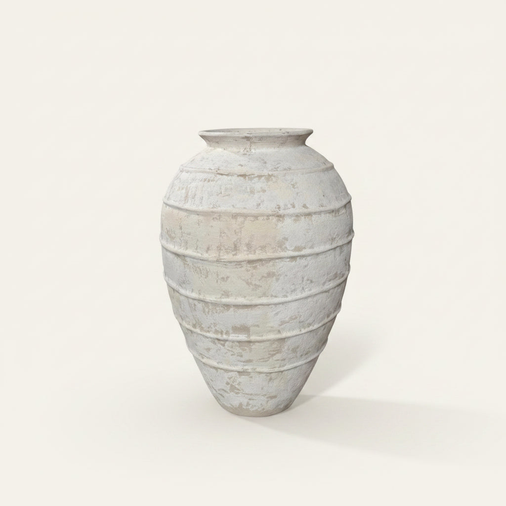 Nacho: Large whitewashed Terracotta Pot, 60cm Diam x 80cm H cm