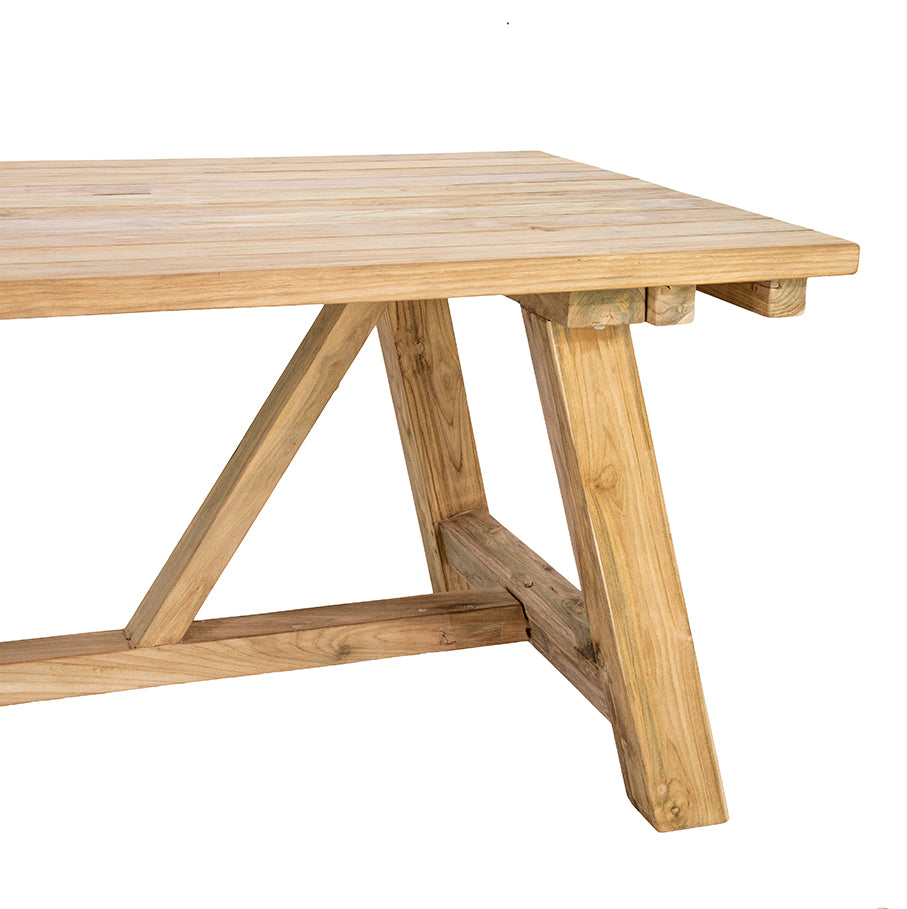 Mentari : Farmhouse Outdoor Dining Table, Bleached