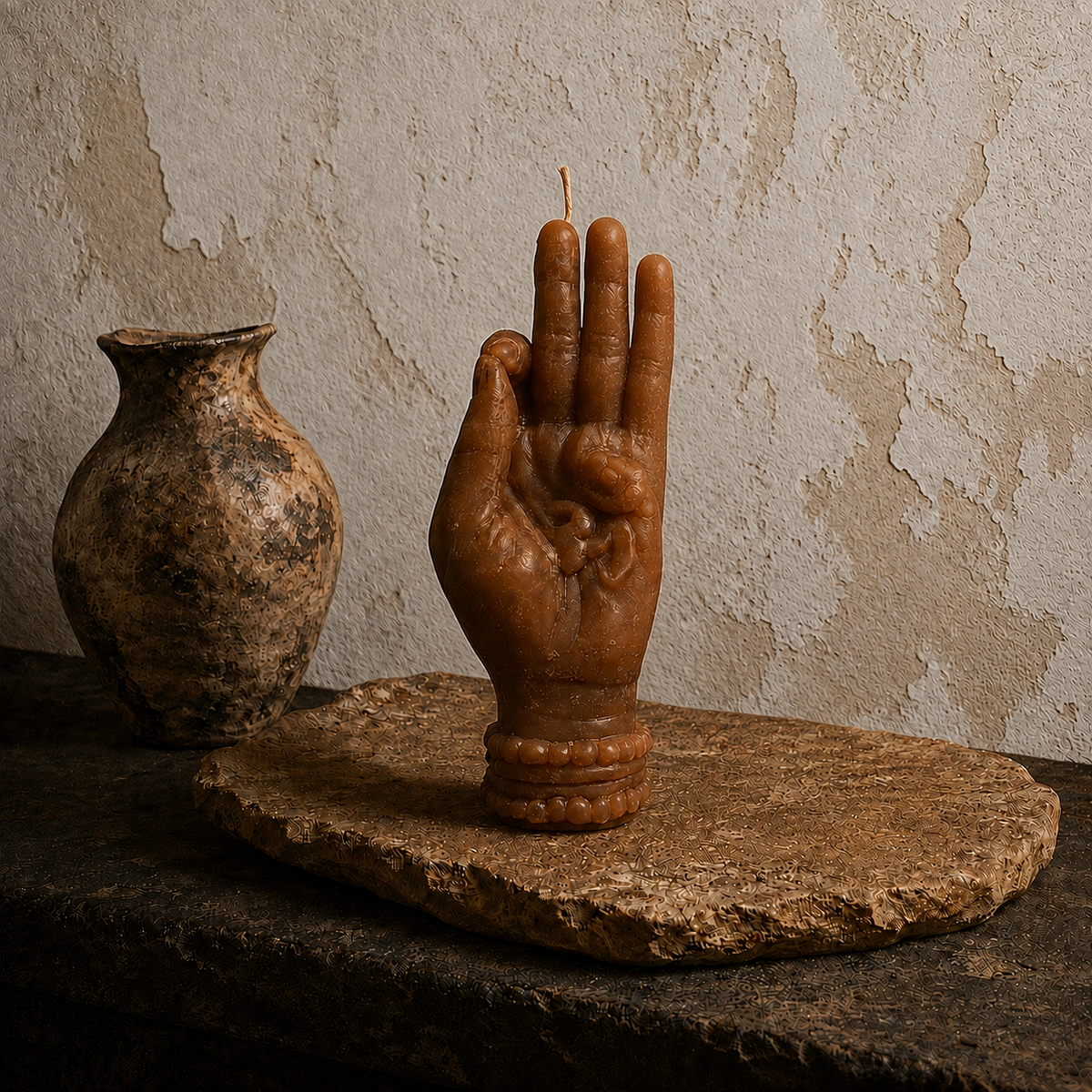 Om : Hand Om Candle | Tan