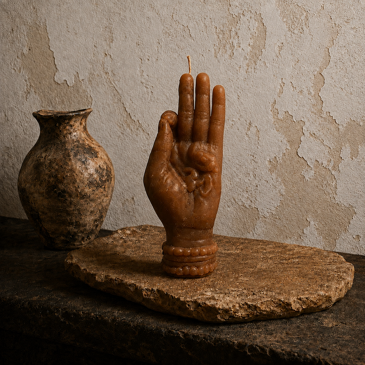 Om : Hand Om Candle | Tan