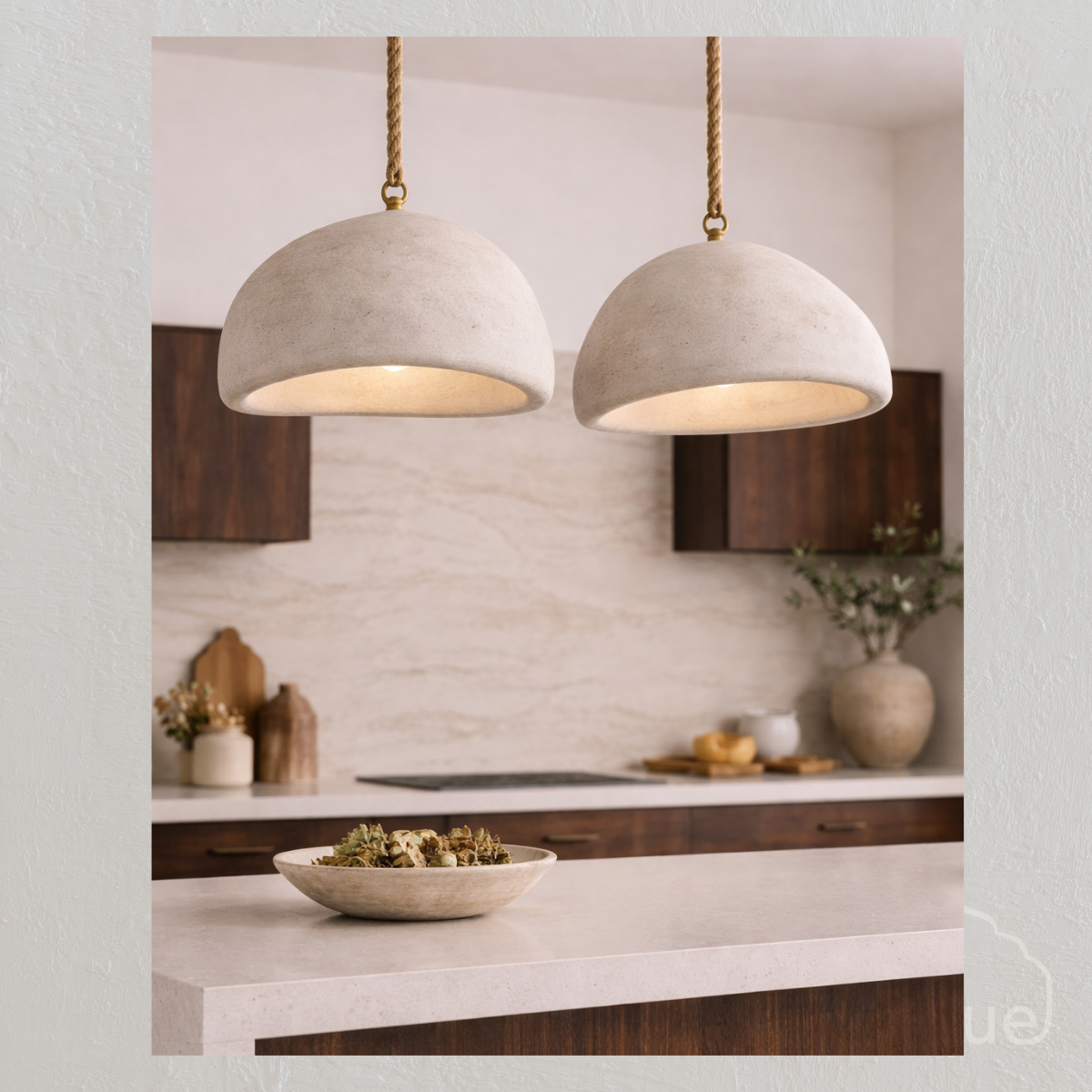 Omari : White Concrete Pendant Light.
