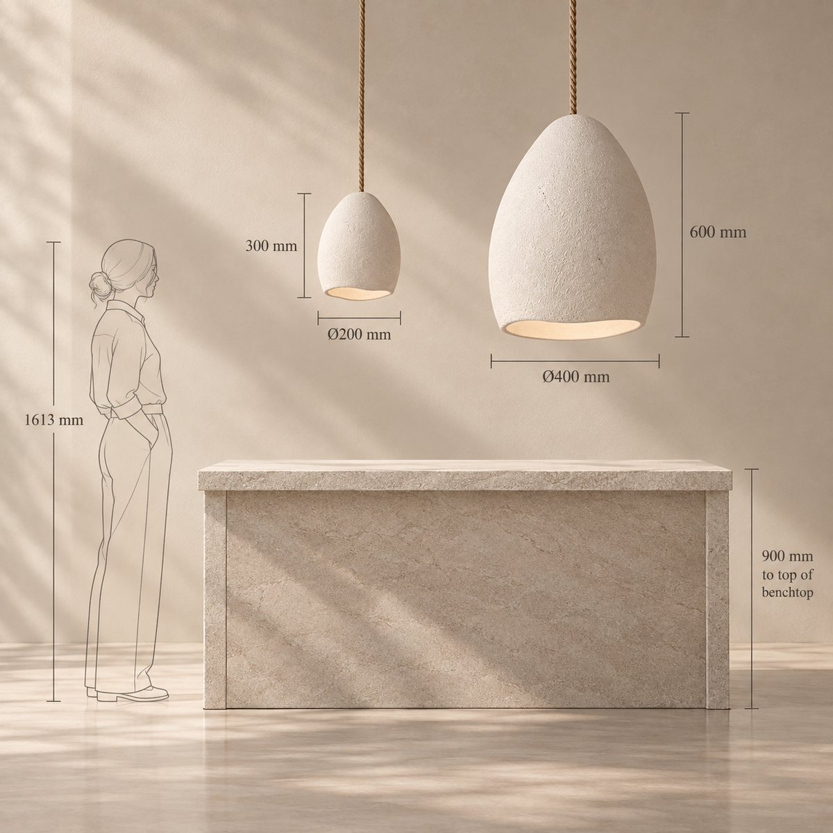 Pendant Light : Chiara : Irregular Resin Dome | 2 Sizes | White