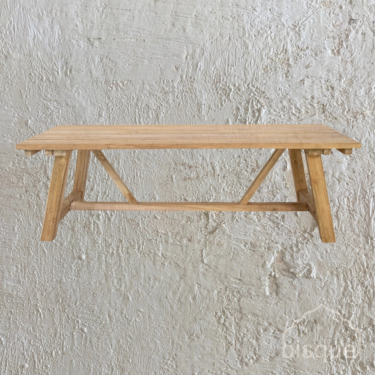 Mentari : Farmhouse Outdoor Dining Table, Bleached