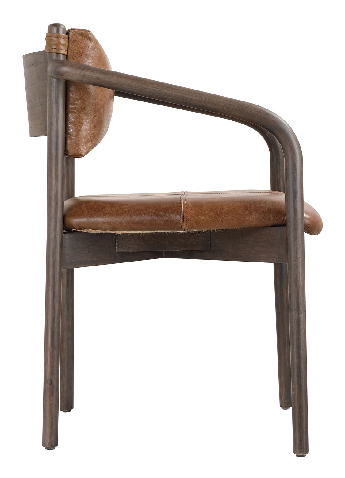 Buono : Dining chair with Brown Leather and wooden frame.