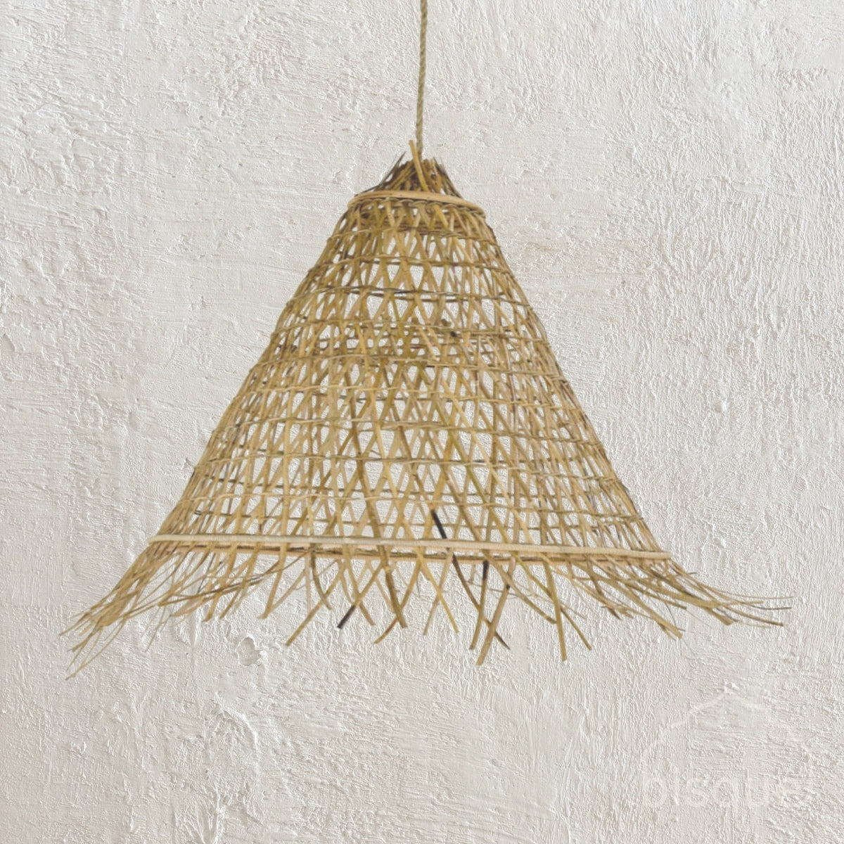 Bakara : Cone Shaped Rattan Pendant, Natural, Large