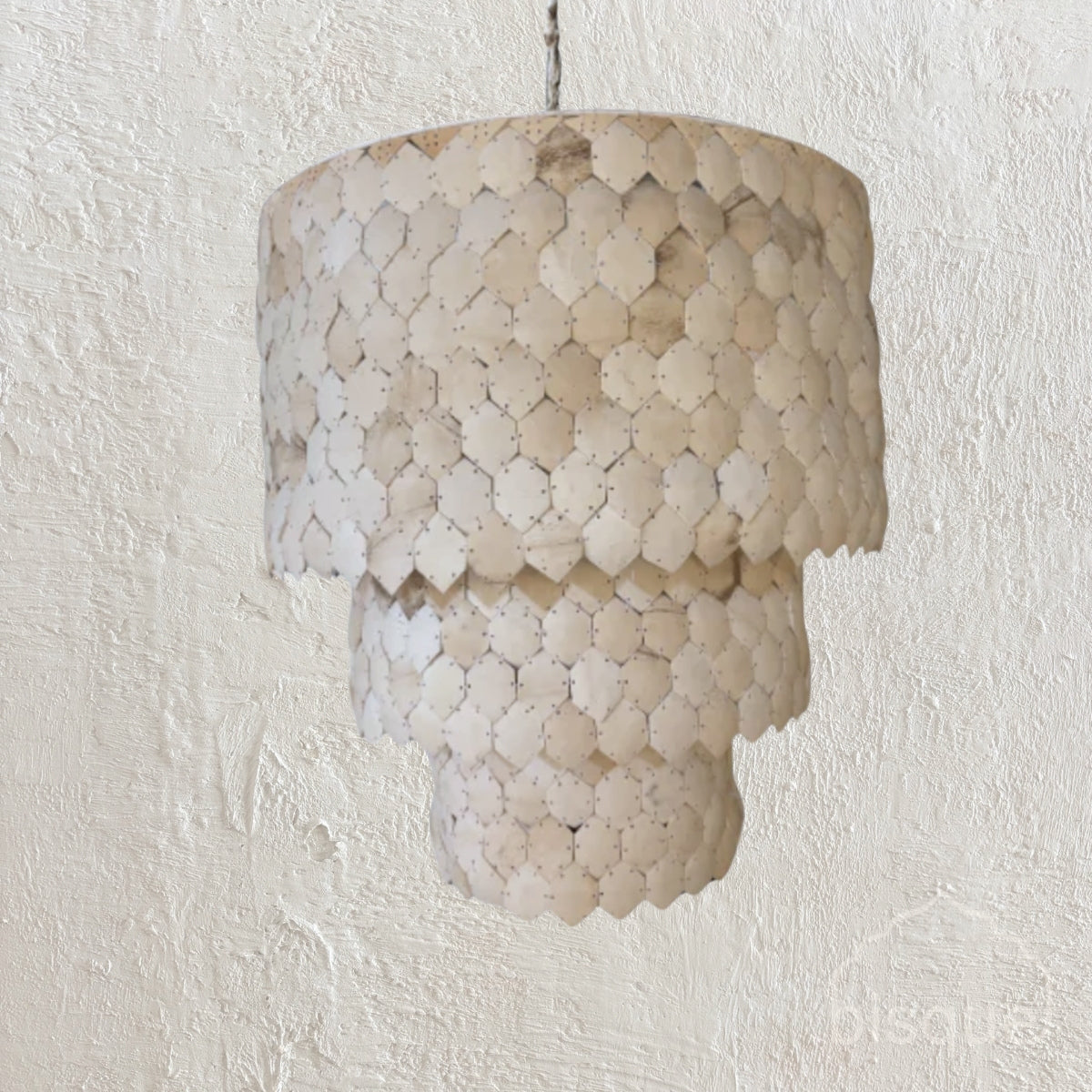 Soleto : three tiered coconut chandelier