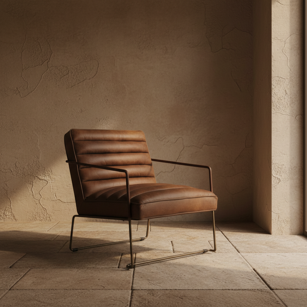 Armchair : Peta : Vintage Leather &amp; Metal | Local Brown