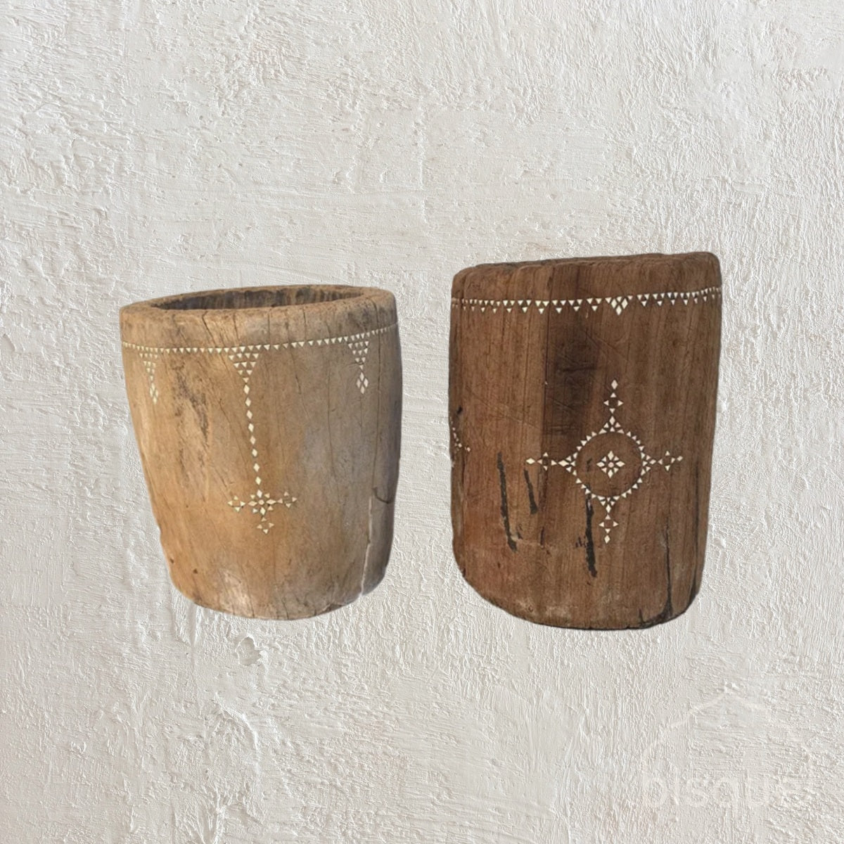 Lukana : Antique Wooden Grinder Pots Assorted, Small