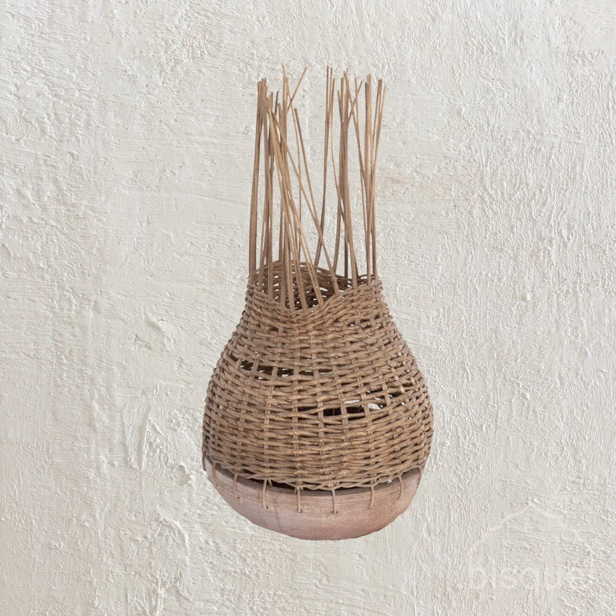 Miko : Terracotta Bowl with Dark Rattan Top