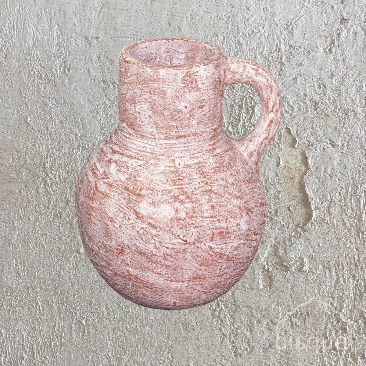 Mana : Terracotta Jug Single Handle, Whitewashed Large