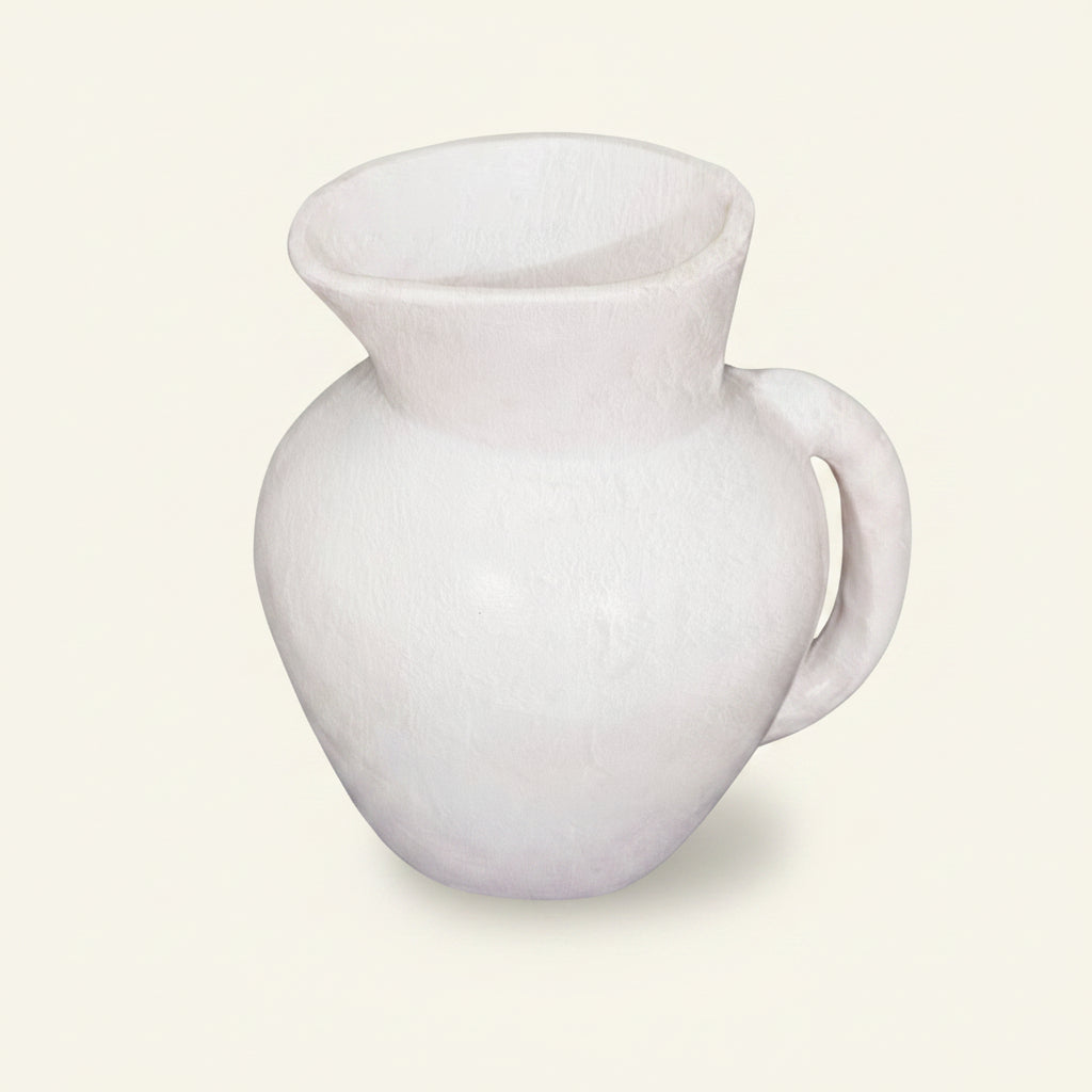 Zanu : Terracotta Jug Single Handle, White Large