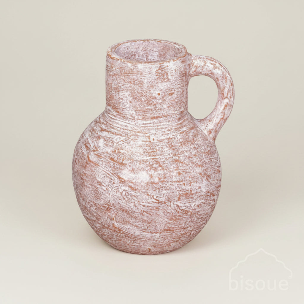OUTLET : Mana : Terracotta Jug Single Handle, Whitewashed Large