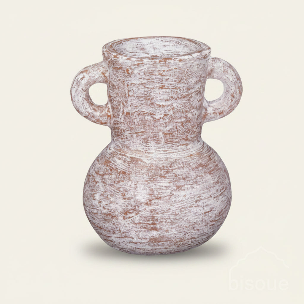OUTLET : Mazon :Terracotta Jug Double Handle, Whitewashed Large