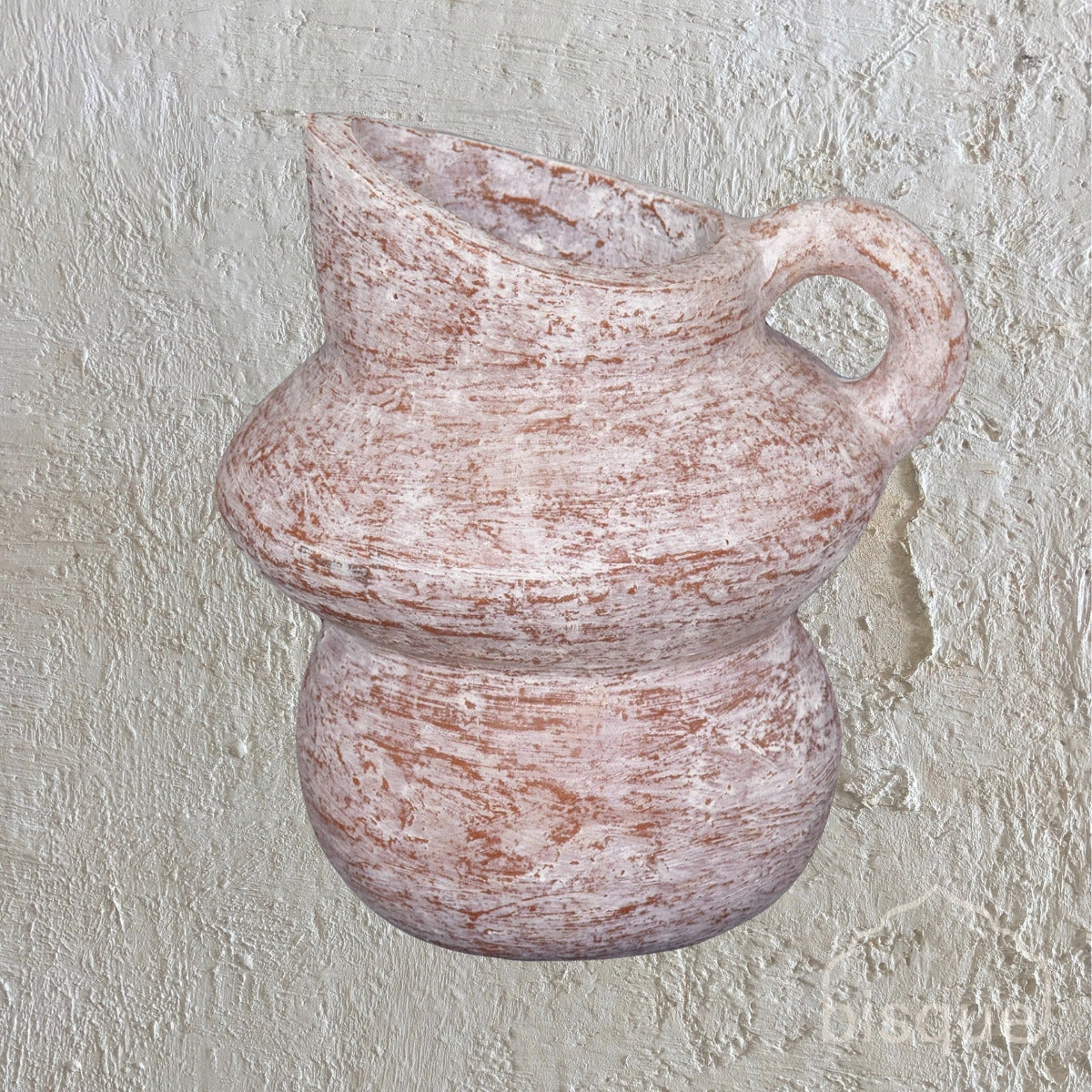 Olan : Terracotta Jug Single Handle, Whitewashed Medium