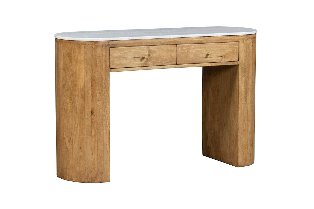 Lashith : Wooden & Marble Top Console Table With Drawers