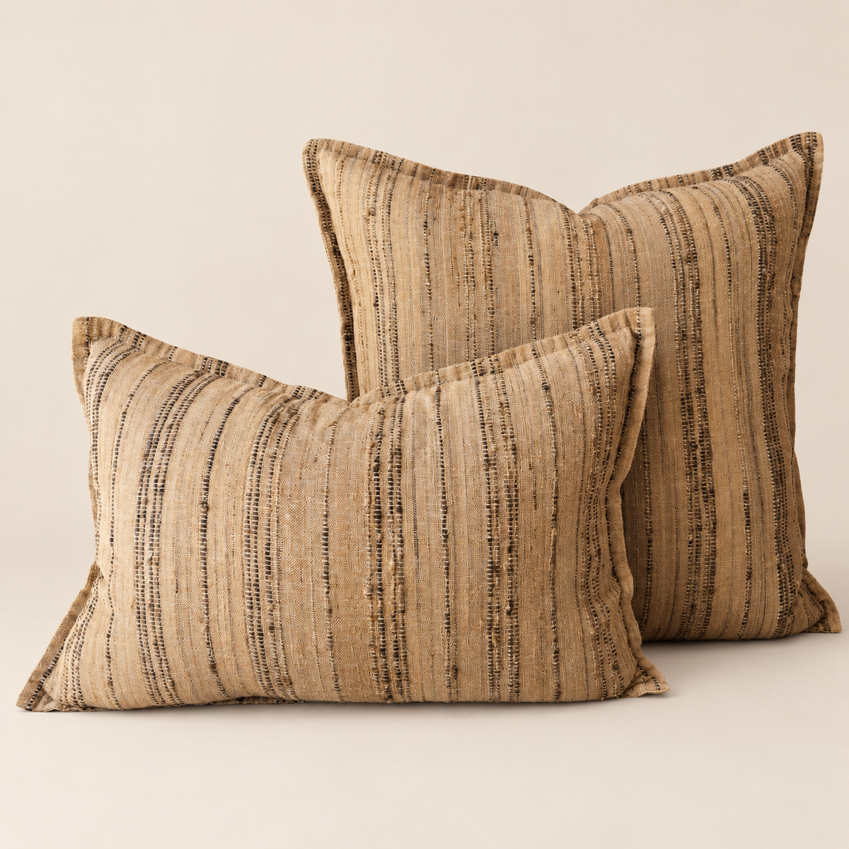 Cushion : Lorelei : Threaded Silk | Brown + Natural | 2 Sizes