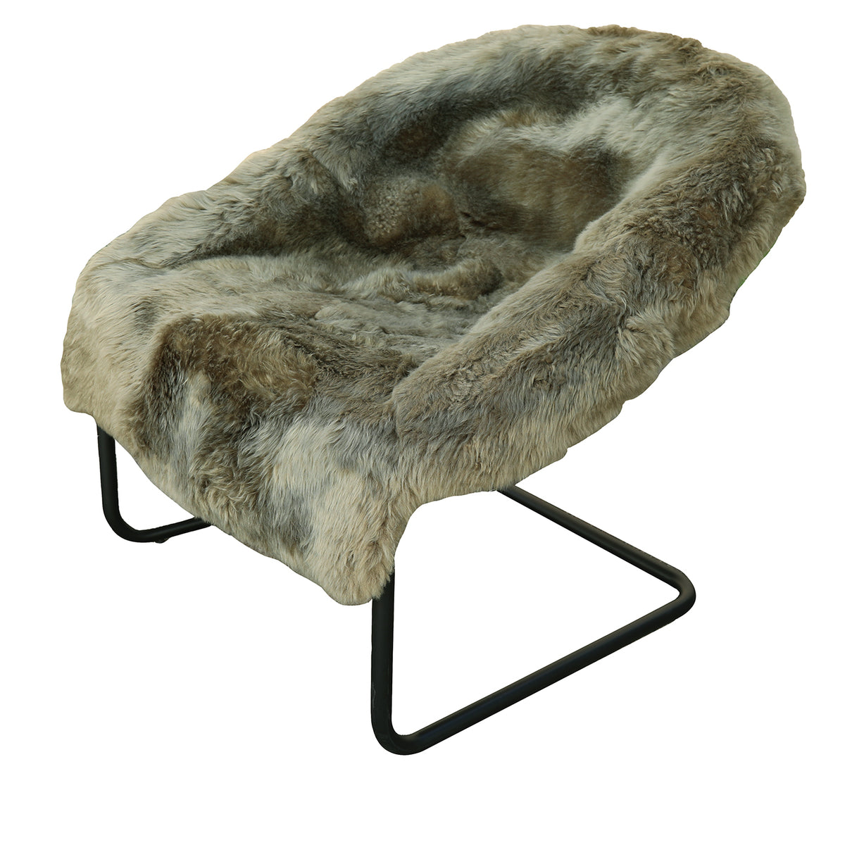 Spencer Taupe Sheep Skin Occasional Chair Matt Black Iron Frame