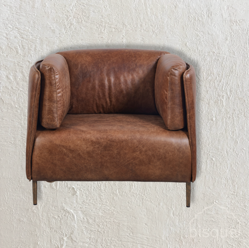 Andrea: Tub Chair, tan leather
