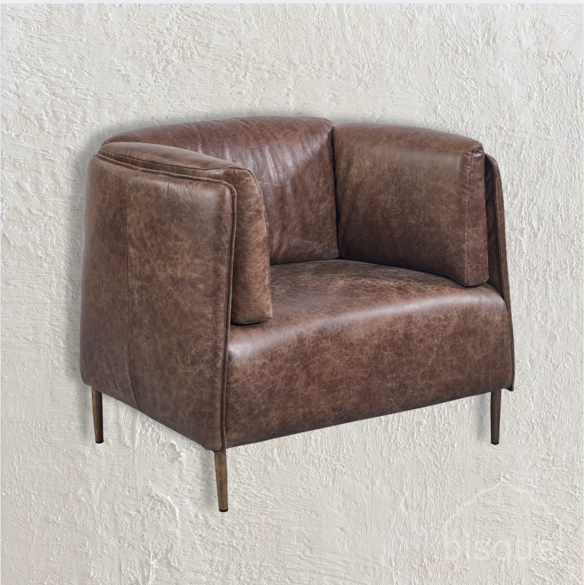 Andrea : Leather Tub Chair, Whiskey