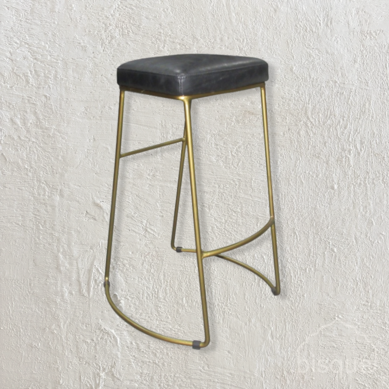 Dario : Leather Bar stool, Lead Leather