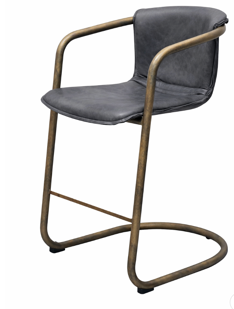Orlando : leather bar stool in lead