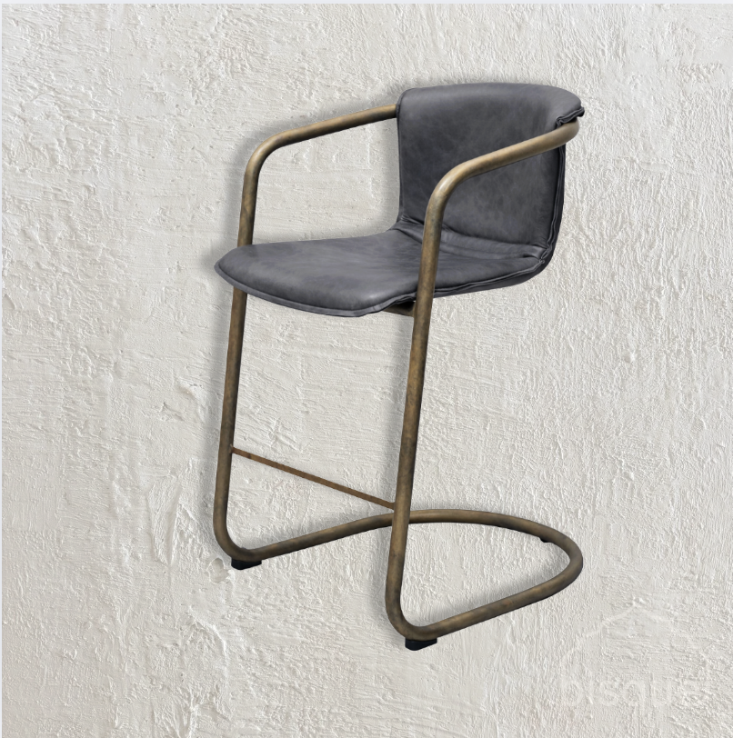 Orlando : leather bar stool in lead