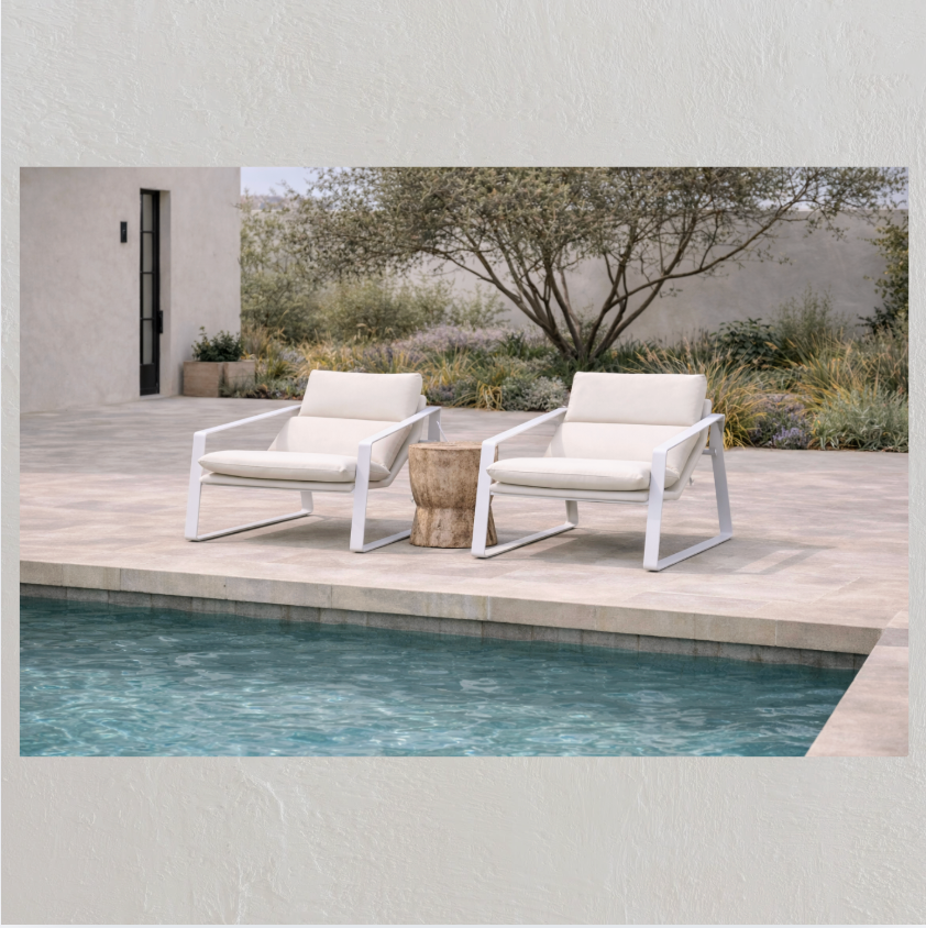 Coral :  Outdoor Single Fabric Recliner, White