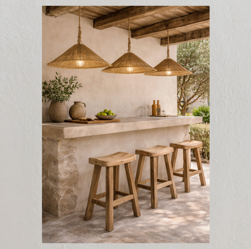 Santi : Indoor/Outdoor Bar Stool, Bleached