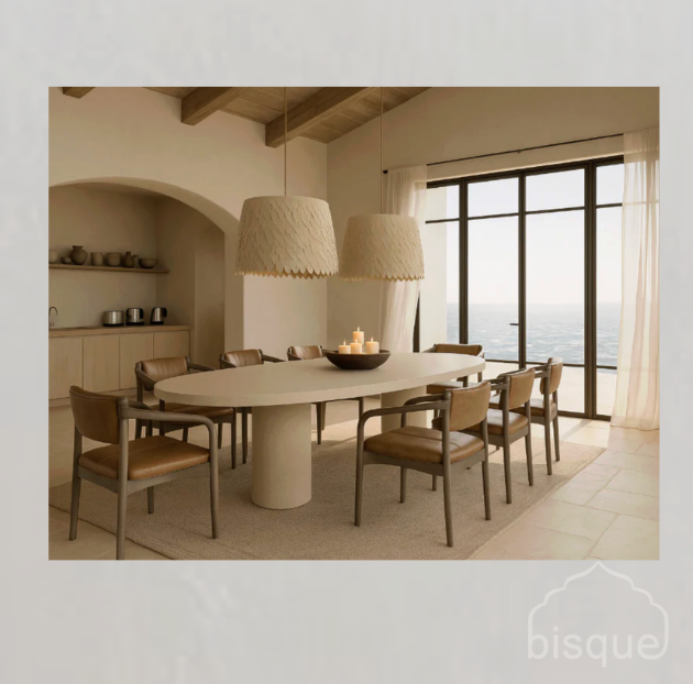 Buono : Dining chair with Brown Leather and wooden frame.