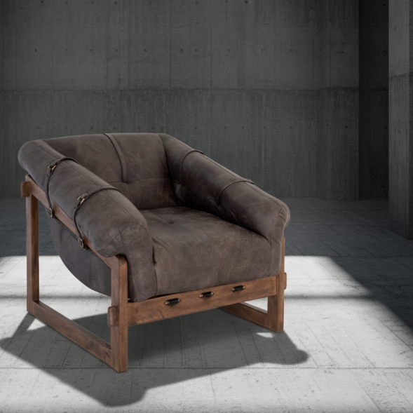 Miguel Leather Arm Chair, Ebony