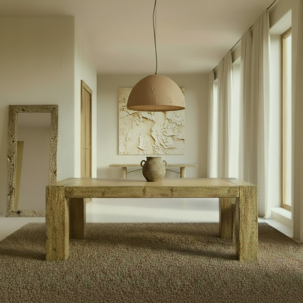 Dining Table: Italo : Chunky Leg Dining Table 2.4m Reclaimed Timber