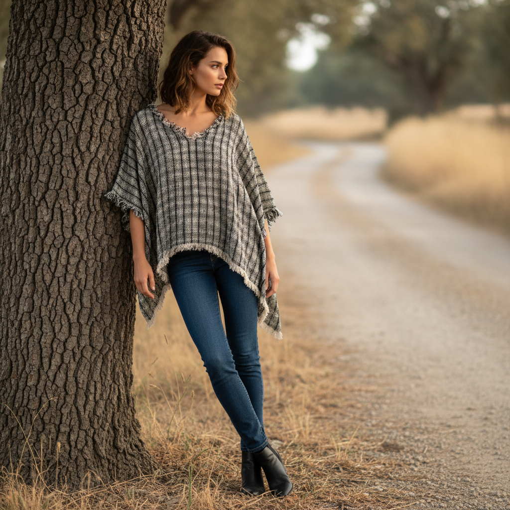 Saritar : Linen Spaced Textured Mesh Scoop Neck Loose Top, One Size 8-16 | Black & Natural Blocks