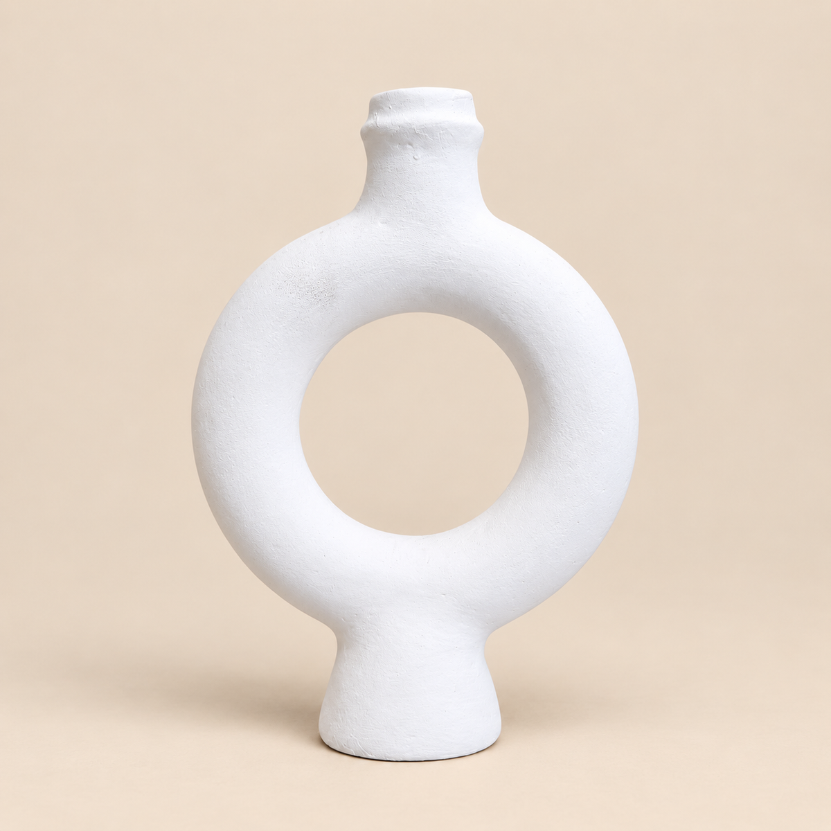 Candle Holder : Hewell : Terracotta Single “O” | White