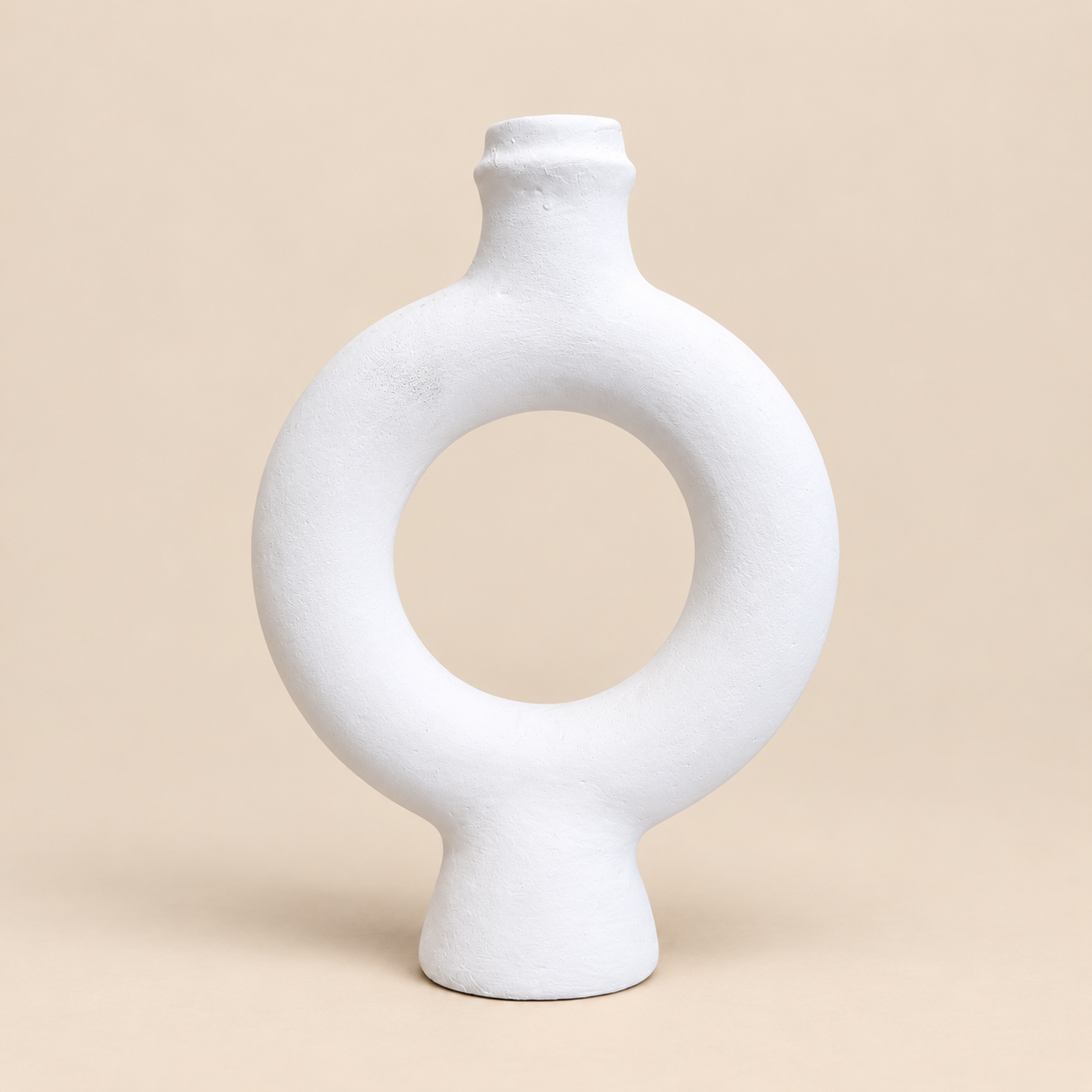 Candle Holder : Hewell : Terracotta Single “O” | White