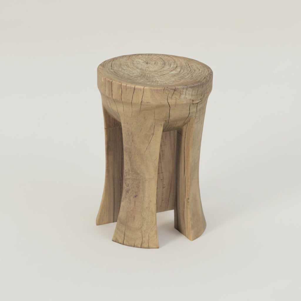 carved wooden side table tribal 