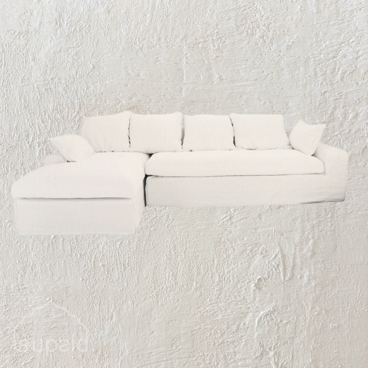 Senja : Linen Corner Sofa, White Right hand chaise