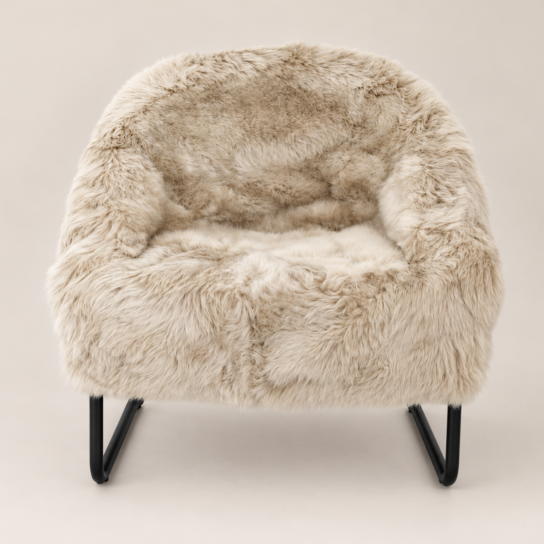 Occasional Chair : Spencer : Mongolian Sheepskin Chair | Cream