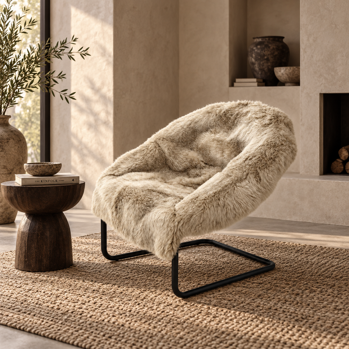 Occasional Chair : Spencer : Mongolian Sheepskin Chair | Cream
