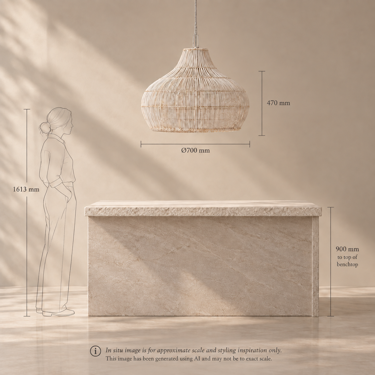 Pendant Light : Fish Trap : Wide Rattan Pendant | Whitewashed | OUTLET