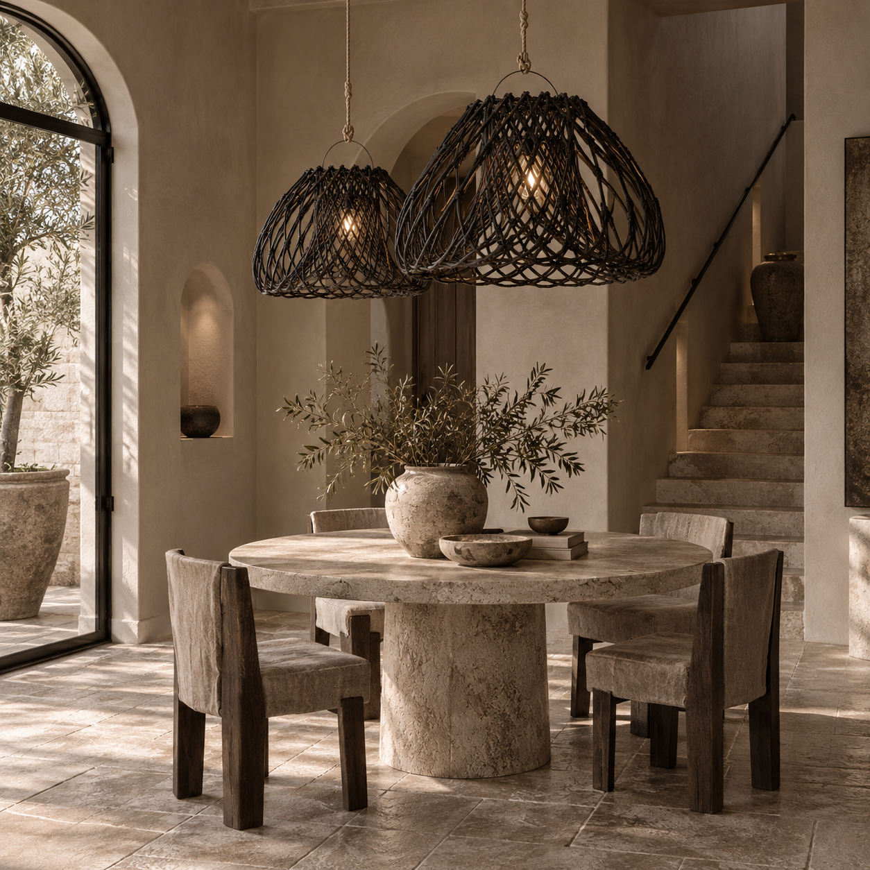 Pendant Light : Mushroom : Rattan Pendant | 2 Sizes | Black | OUTLET