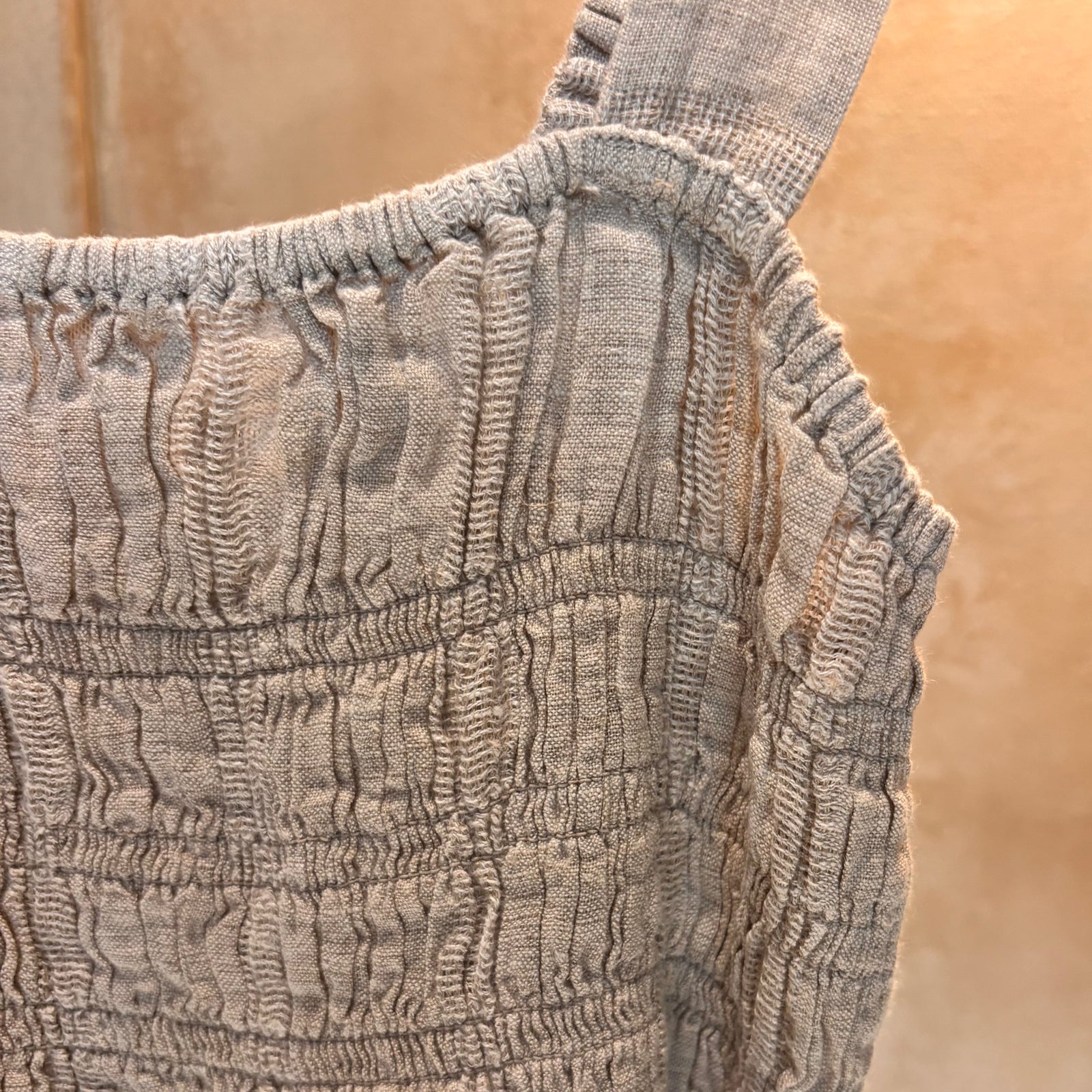 Italian Linen : Vestito Dress: Elastic Bodice | Oat Combo